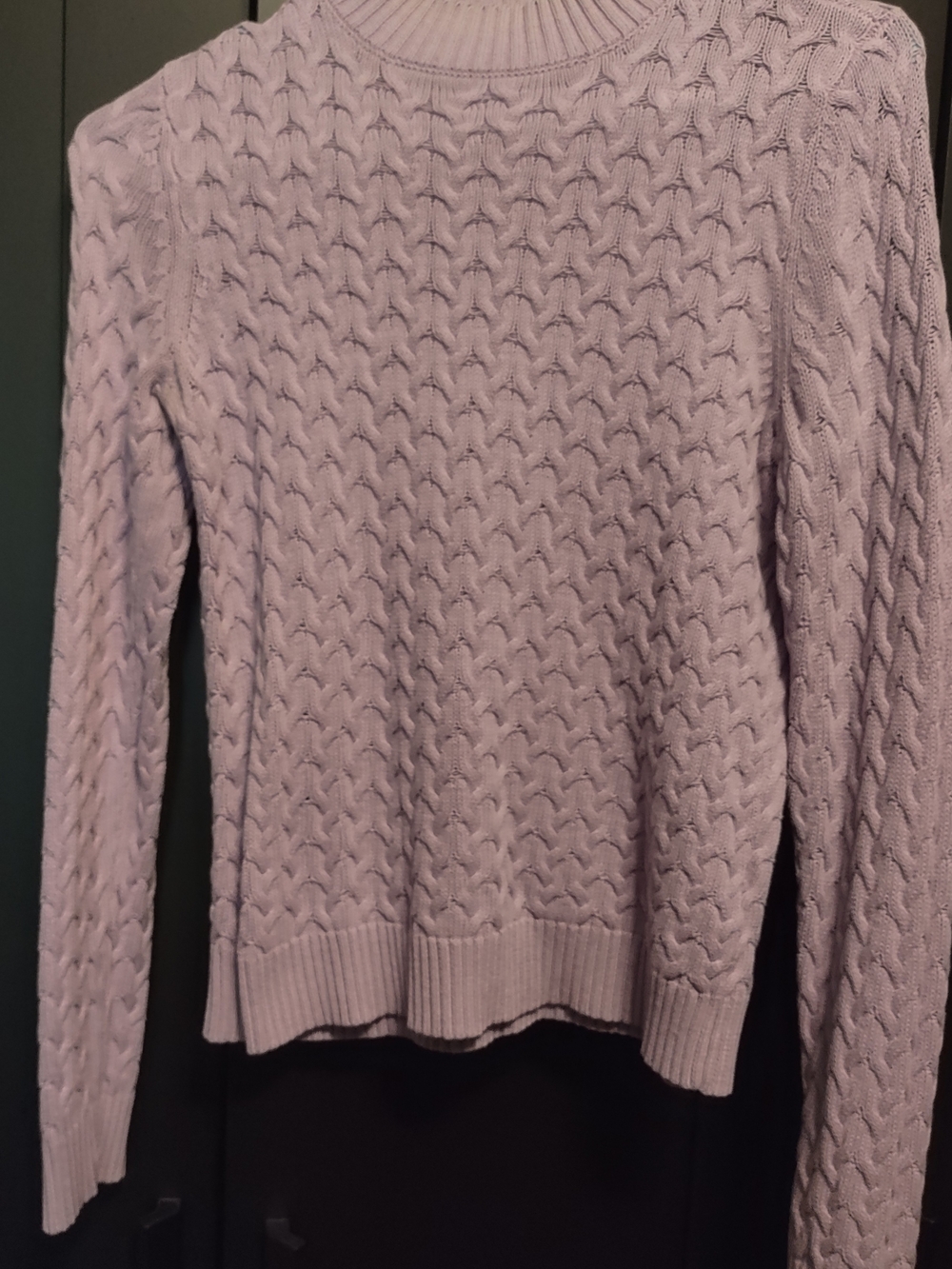 Studio Works Lavender Cable-Knit Crew Neck Sweater